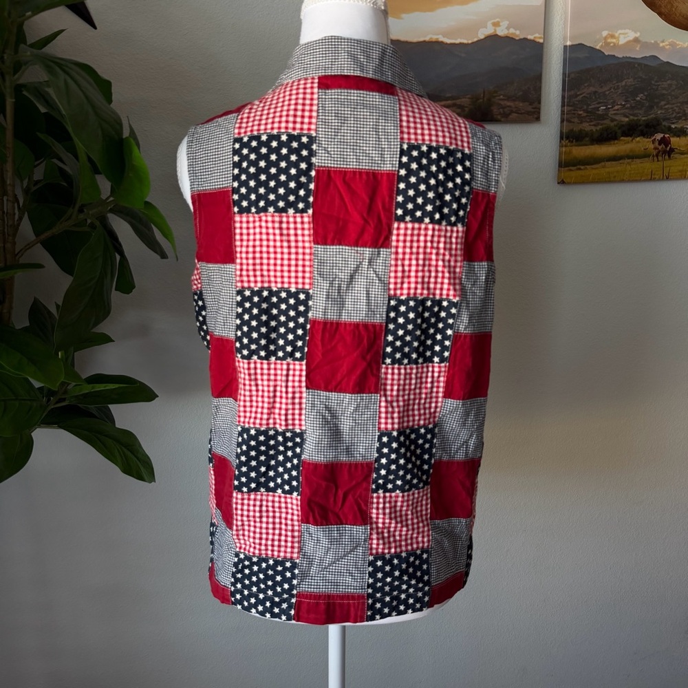 Patchwork Sleeveless Button-Up Top - image 4